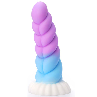 Dildo Colorido com Ventosa – Design Espiral e Sensação Suave