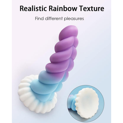 Dildo Colorido com Ventosa – Design Espiral e Sensação Suave