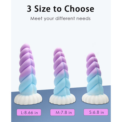 Dildo Colorido com Ventosa – Design Espiral e Sensação Suave
