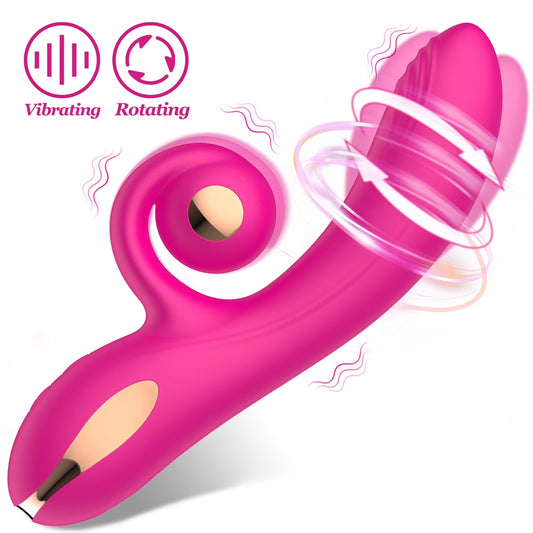 Vibrador Rotativo de Dupla Estimulação – 10 Modos, Recarregável e à Prova d’Água