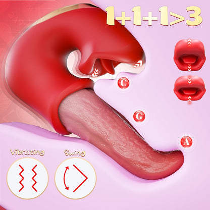 Vibrador 3 em 1 com Língua e Sucção – 10 Modos para Prazer Completo e Intenso