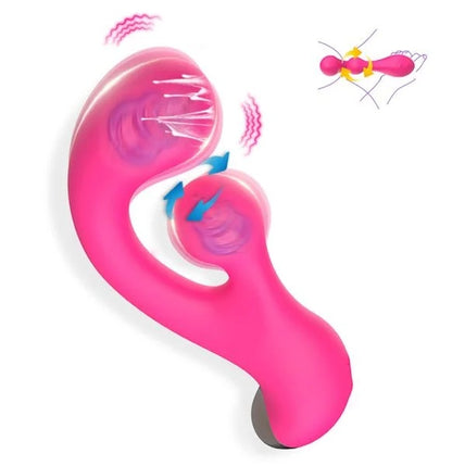 Vibrador Duplo Rotativo – Estimulação para Ponto G e Clitóris com 10 Modos