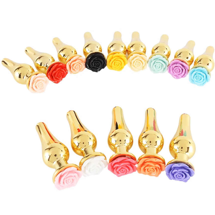 Kit Plug Anal em Metal com 3 Tamanhos – Base em Rosa e Design Premium