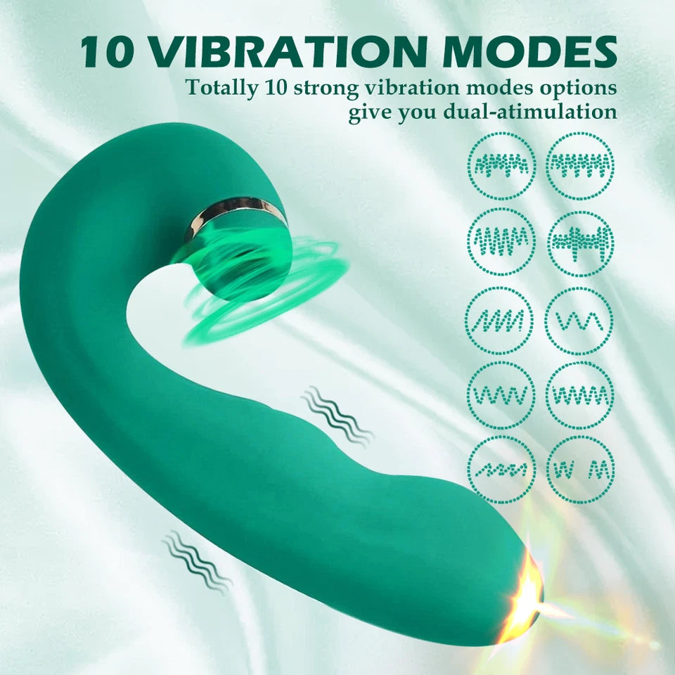 Vibrador com Sucção e Vibração – Estímulo Duplo Recarregável