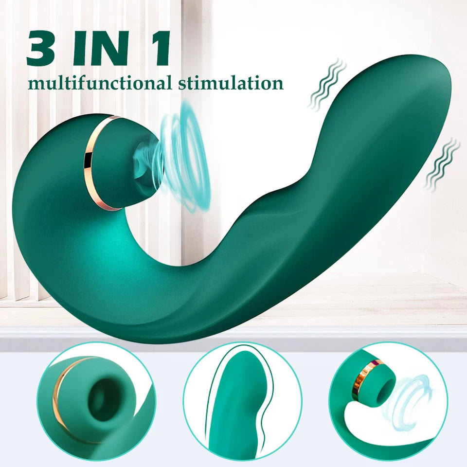 Vibrador com Sucção e Vibração – Estímulo Duplo Recarregável