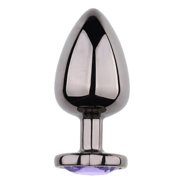 Plug Anal Metálico Preto com Joia – Elegância e Sensação Intensa