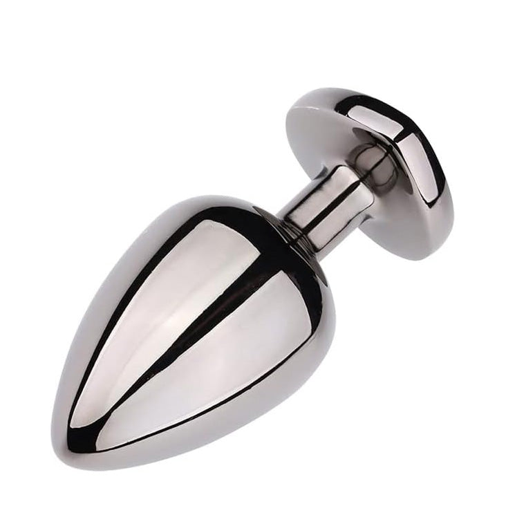 Plug Anal Metálico Preto com Joia – Elegância e Sensação Intensa
