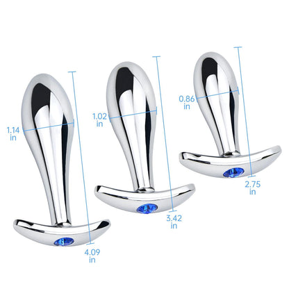 Kit Plug Anal Metálico 3 Peças – Treinamento Progressivo e Confortável