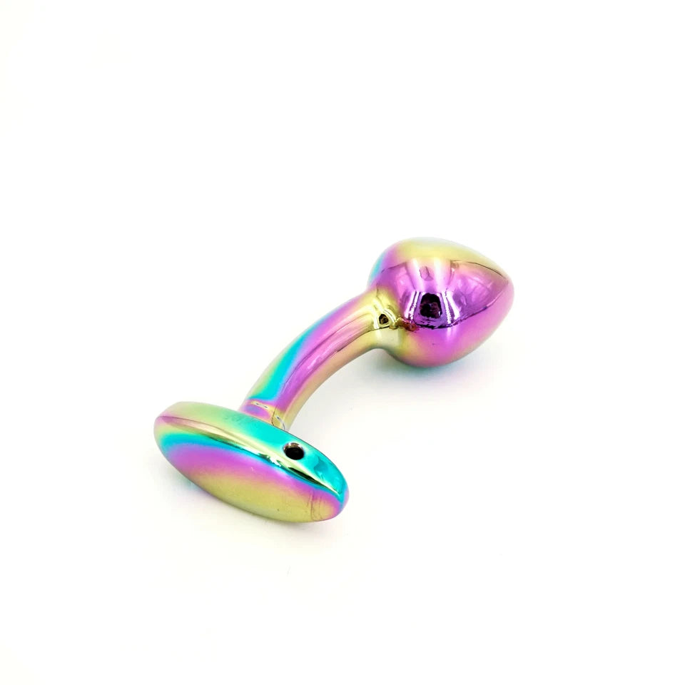 Kit Plug Anal em Metal Arco-Íris com 3 Tamanhos – Design Premium