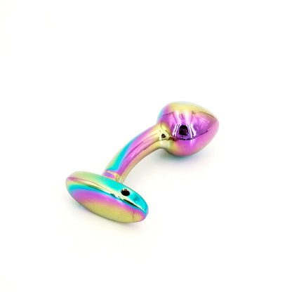 Kit Plug Anal em Metal Arco-Íris com 3 Tamanhos – Design Premium